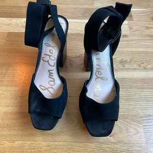 SAM EDELMAN PLATFORM SUEDE BLOCK HEELS